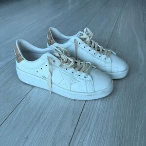 Golden Goode Purestar White Leather and Snake Print Heel Size 38